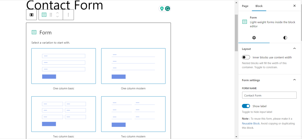 Contact Form in WordPress - Form Style
