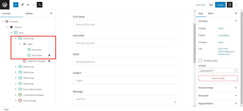 Contact Form in WordPress - Stack
